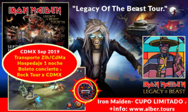 tour zihuatanejo cdmx concierto Iron Maiden Septiembre 2019